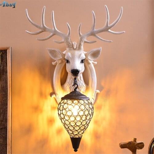 Nordic Authentic Elk Wall Lamp Resin Animal Indoor Lighting Industrial Decor Applicable To Living Room Childrens Room