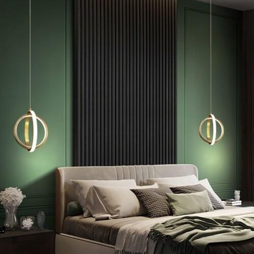 Modern LED Bedside Minimalism Pendant Lamp Home Decor Aluminum Indoor Lighting Fixture Suspension Luminaire Black White Gold