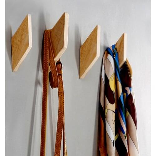 1pc Modern and Simple Japanese Wooden Hooks Coat Hooks Wall Coat Scarf Towel Earphone Wall Hooks Natural Rubber Wood