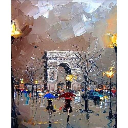 Modern handmade painting Paris triumphal arch on oil canvas for home decor and wall art poster, gallery