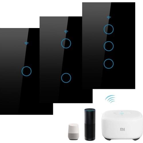 Wi-Fi Light Switch Wireless Wall Switches Remote with Alexa Google Home Voice Control 1/2/3/4 Gang For Android IOS