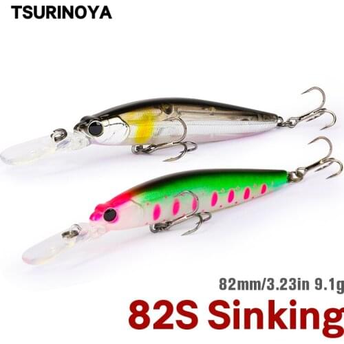 TSURINOYA 82S 82mm 9.2g Sinking Minnow Fishing Lure RANGER DW85 Long Casting Artificial Hard Baits Jerkbait Bass Wobbler Bait