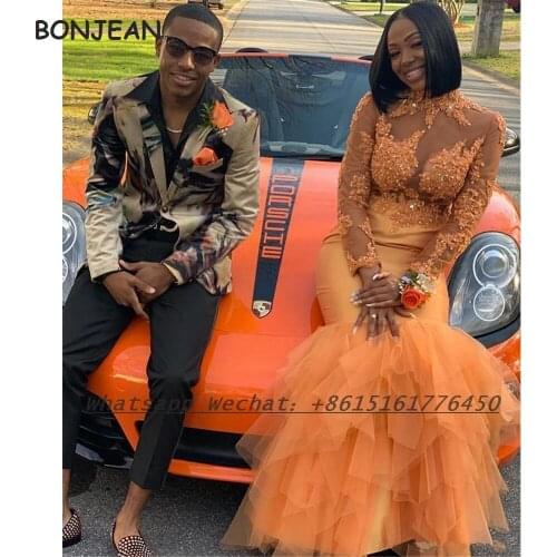 Long Sleeves Evening Dress 2021 Sexy Mermaid Tulle Floor Length Formal Evening Gown for Women