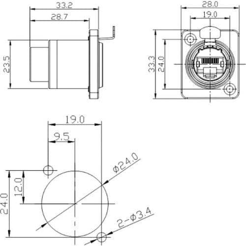 RJ45 Waterproof Connector Sockets LED Display Aignal Self-locking Plug Connector