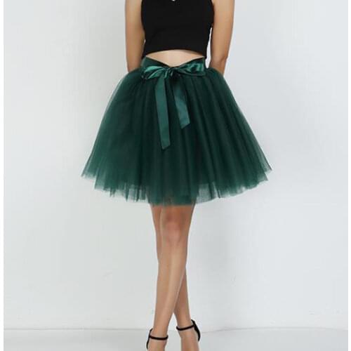 Pink Sweet Puffy Mesh Pleated Tulle Skirts Womens 2021 Summer High Waist Tutu Party Skirt Petticoat Black White Red Purple Green