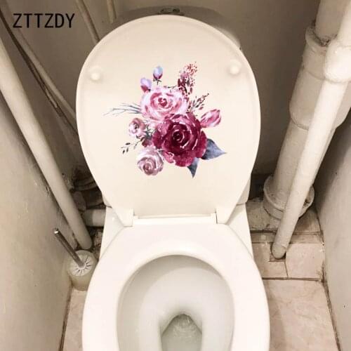 ZTTZDY 21.1*19.7CM Hand Painted Watercolor Rose Girl Bedroom Wall Sticker Personality Toilet Decals Decor T2-0041