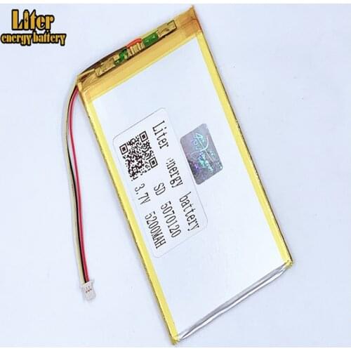 1.0mm 3wire connector 5070120 3.7V 5200mah Wholesale ultra thin lipo batteries rechargeable lithium ion polymer Tablet PC