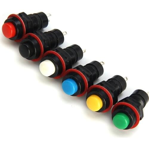 10mm Latching / Self-Locking 2 Terminal Mini Round Push Button Switch 1NO