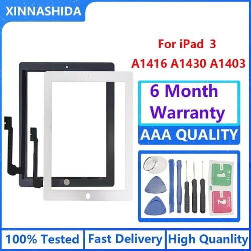 100% tested New Touch Screen For iPad 3 Touch Screen Glass Digitizer assembly A1416 A1430 A1403 With/Without Key For iPad 3