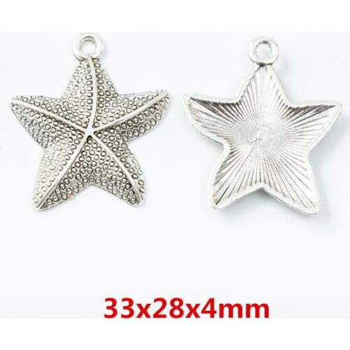15 pieces of retro metal zinc alloy starfish pendant for DIY handmade jewelry necklace making 6744