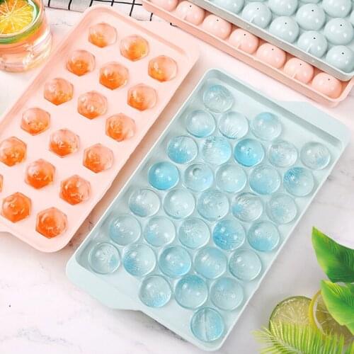 18/33 Grid Ice Ball Mold Plastic Ice Ball Maker with Lids Ice Cream Party Whiskey Cocktail Cold Drink Home Kitchen Bar Party Use