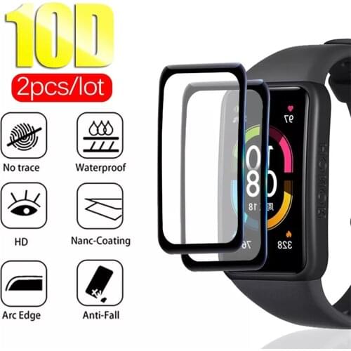2pcs 10D Curved Soft Tempered Glass For Huawei Band 6 Screen Protector Huawey Hauwei Band6 Smart Watch Wristband Protective Film