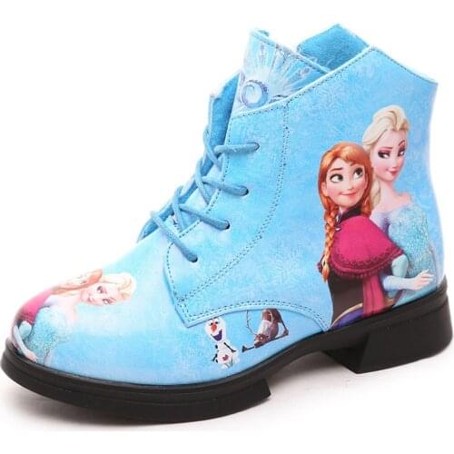 Disney Children Princess Frozen Shoes Girl Fashion Boots Autumn Winter Girls Shoes Boots Elsa Kids Shoes Martin Boot