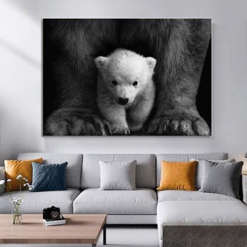 Black And white Animal Posters and Prints Nordic Puppy Bear Canvas Painting Wall Pictures for Kids Room Decoration Nursery Art