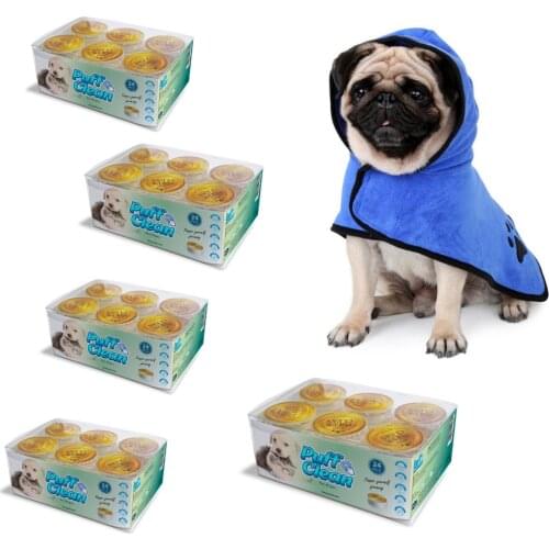 Pufai Puff Clean Pet Dog Cat Cleaning Paws Wipes Capsules 120 Cleaning Capsules in 5 Boxes