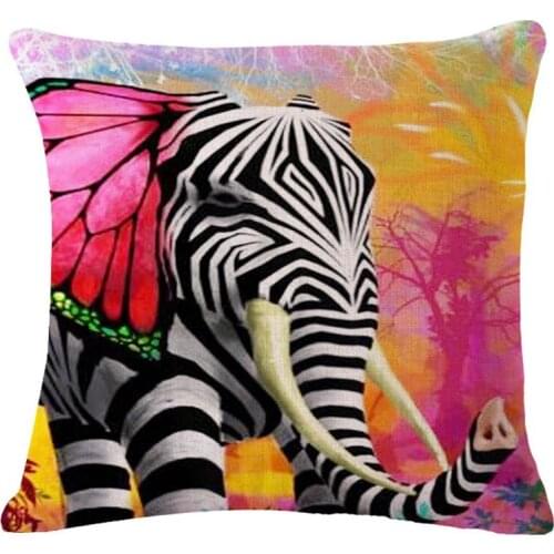 Animal series Style 45*45cm Square Home Decorative Pillow Elephant Printed Throw Pillows Car Home Decor Cushion Cover Cojines