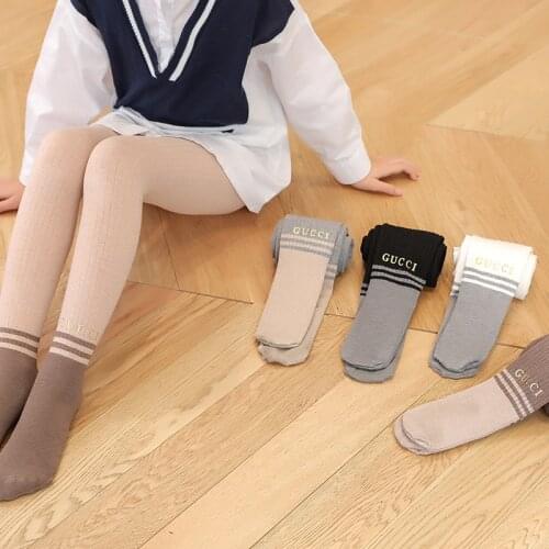 Middle child childrens fashion striped spring and autumn cotton vertical strips color matching nine-point socks leggings