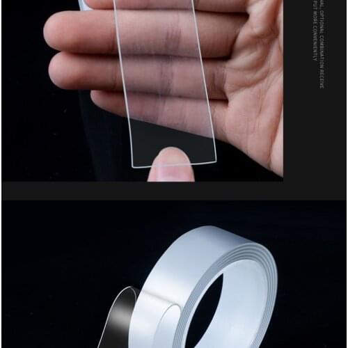 Double sided nano tape traceless strong high viscose removable 10000 times water washing transparent adhesive