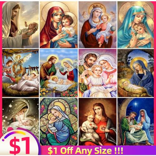 EverShine Diamond Embroidery Religions Icon Picture Of Rhinestones 5D Diamond Painting Cross Stitch Virgin Mary Handmade Hobby