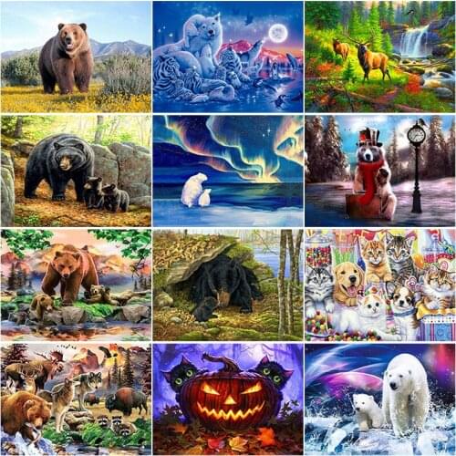 Full Round&Square Drill Children Room Painting With Diamond Flower Embroidery Animal Picture Of Rhinestones Mosaic Home Decor