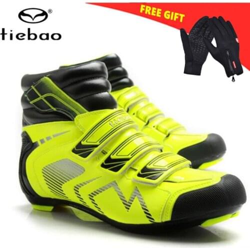 Tiebao Winter Road Cycling Shoes Men Sapatilha Ciclismo Professional Bicycle Sneakers Outdoor Self-Locking Breathable Bicicleta