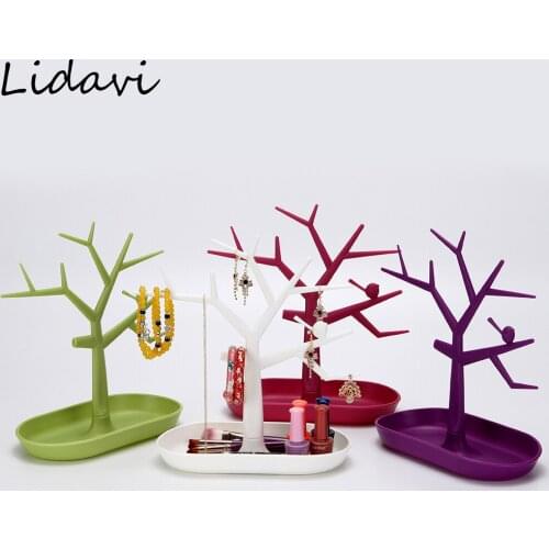 Lidavi New Bird Tree Branch Jewelry Organizer Key Storage Rack Plastic Bracelet Necklace Hanger For Keys Earring Display Stand