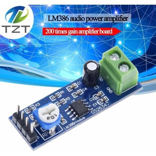 LM386 audio power amplifier module 200 times gain amplifier board mono power amplifier 5V-12V Input