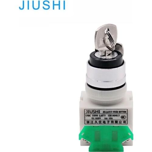 Copper silver point Hot sale LAY37-11Y/2 push button switch 2 position wtich key 22mm NO NC