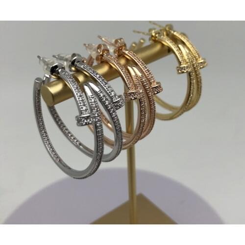 Copper Fashion Nail Earrings Geometric Circle Earrings For Woman Simple Design Gold Colour Jewelry Party Gift