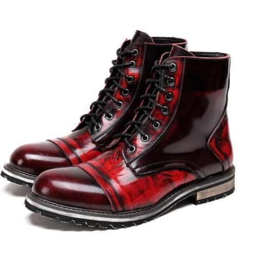 Autumn Winter New Style Genuine Leather Martin Boots Men Round Toes Lace Up Winter Casual Leather Boots Men Youth Ankle Boots