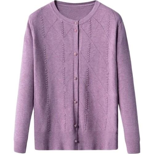 New Spring Autumn Middle-Aged And Elderly Mothers Jacket Sweater Knitting Cardigan Single-Breasted Female Bottoming Shirt Coat