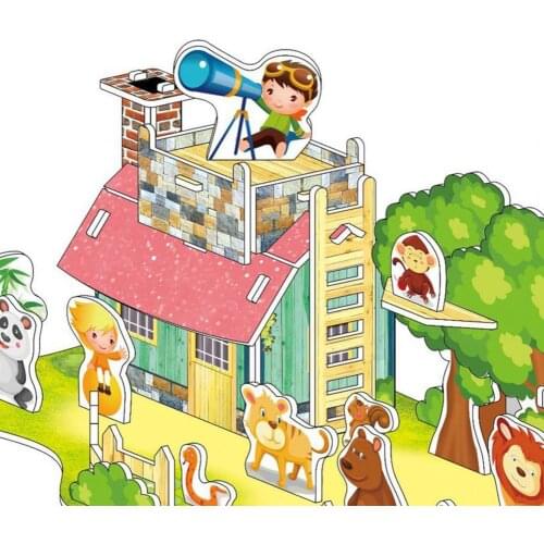 Landscape Puzzle Toy Fine Workmanship Concentration Capability Easy to Install DIY Children House 3D Jigsaw Birthday Gift