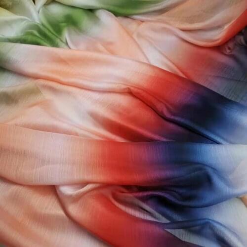 Ombre Rainbow Chiffon Soft Crepe Digital Print Thin Cosplay Fabric Dancing Dress