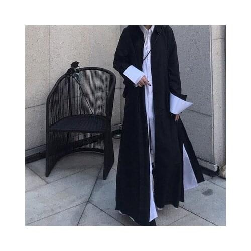 New Dark Spring style loose side slit super long style floor-covering shirt Japanese style cold wind shirt
