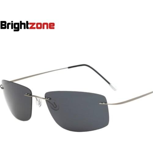 Brightzone Men Rimless Polarized Titanium Square Sun Glasses Outdoor New Hot Sunglasses 2018 Fishing Eyewear Retro Oculos De Sol