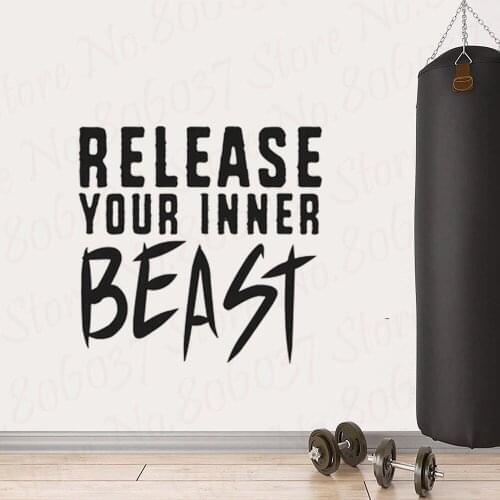 Gym Quote Wall Sticker Workout Poster Fitness Release Your Inner Beast Inspirational Wall Art Vinyl Decal WL1090