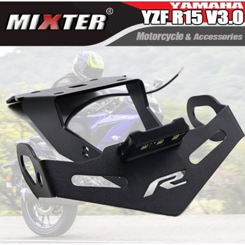 Motorcycle Fender Eliminator LED Registration Rear License Plate Holder Rack For YAMAHA YZF R15 V3.0 2018 2019 2020 YZF-R15 V3