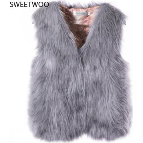 SWEETWOO Gray Fur Coats