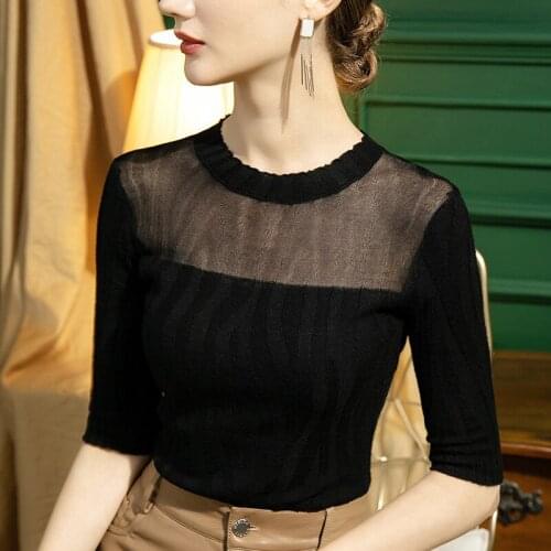 High quality Woman Winter&Autumn 100% Cashmere sweaters knitted Pullovers Warm Female Clothing O-neck Solid color Half sleeve