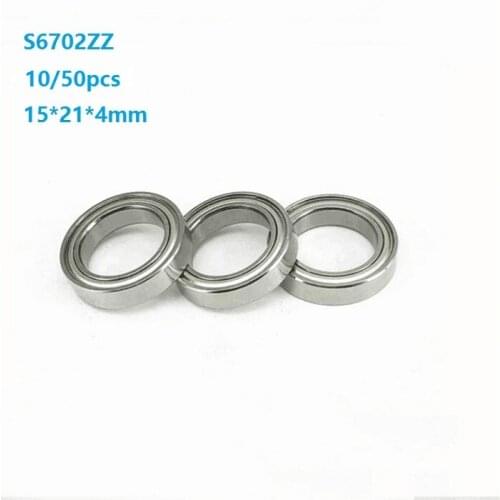 10/50pcs S6702ZZ S6702 ZZ 15x21x4mm Thin wall stainless steel ball bearings Deep Groove Ball bearing 15*21*4mm 6702 6702ZZ