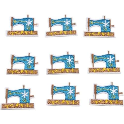 10pcs Cartoon Sewing machine Patches Iron On DIY Clothes Stickers Handmade Coats Jeans Backpacks Jacks Pants Fabric Appliques