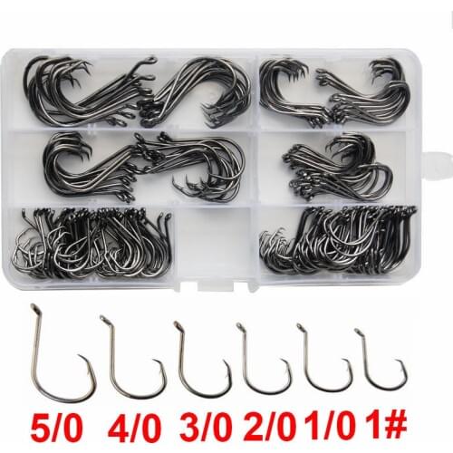 180pcs 7384 High Carbon Steel Fishing Hooks Saltwater Fishing Offset Sport Circle Bait Fishhooks Set With Box Fishing Tackle