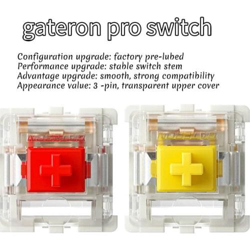 Gateron Yellow Red Pro Switches SMD Linear Mechanical Keyboard Switch 3 Pin Pre-Lubed Switch