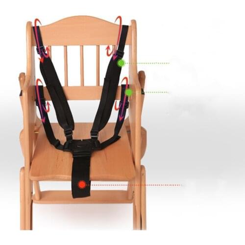 5 Point Harness Nylon Safe Belt Seat Belts 360 Degree Rotating Hook Baby Seat Belts Baby Stroller High Chair Black