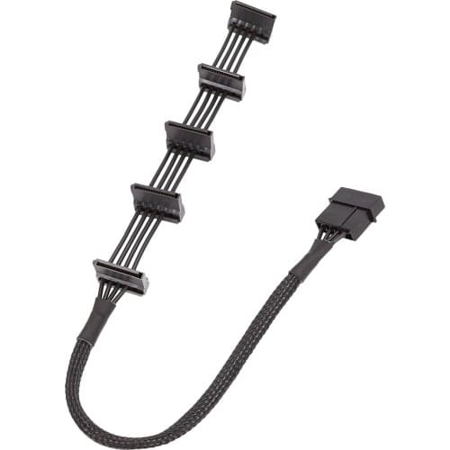 4 Pin IDE to 5 SATA SSD Power Supply Cable Adapter Cord Sleeved 40CM