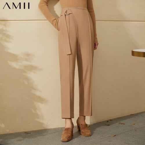 Amii Minimalism Spring Autumn Womens Pants Causal Offical Lady Solid Female Suit Pants Fashion Women Trousers 12040862