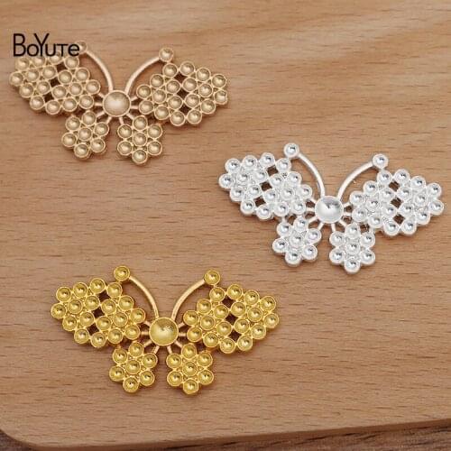 BoYuTe (20 Pieces/Lot) 42*24MM Metal Alloy Butterfly Inlaid with Pearls Handmade Materials DIY Jewelry Accessories