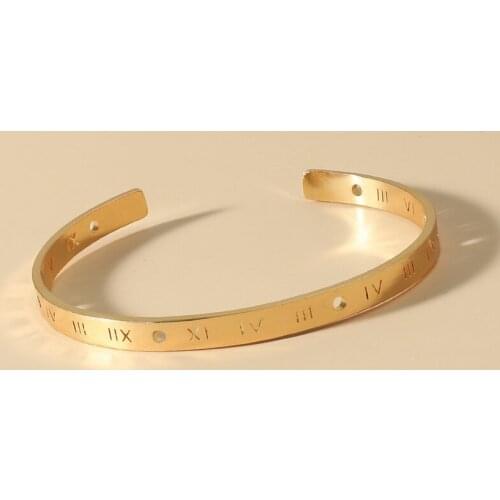 Beautiful Lovers Bracelets Carving Roman Numeral Bracelets Stainless Steel Bangles and Bangles Golden Woman Jewelry Gifts