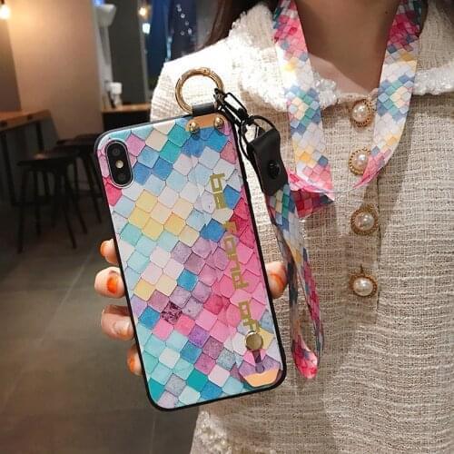 Wrist Strap Phone Case For Iphone 12 Pro 11 Pro Max X XR XS Max SE 2020 6 6S 7 8 Plus With Lanyard Neck Soft TPU Cover KickStand