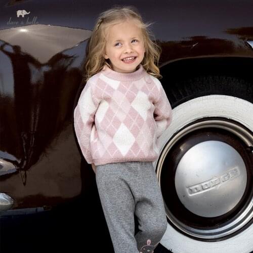 DBJ19495 dave bella winter cute baby unisex Christmas plaid knitted sweater kids girls boys fashion toddler boutique tops